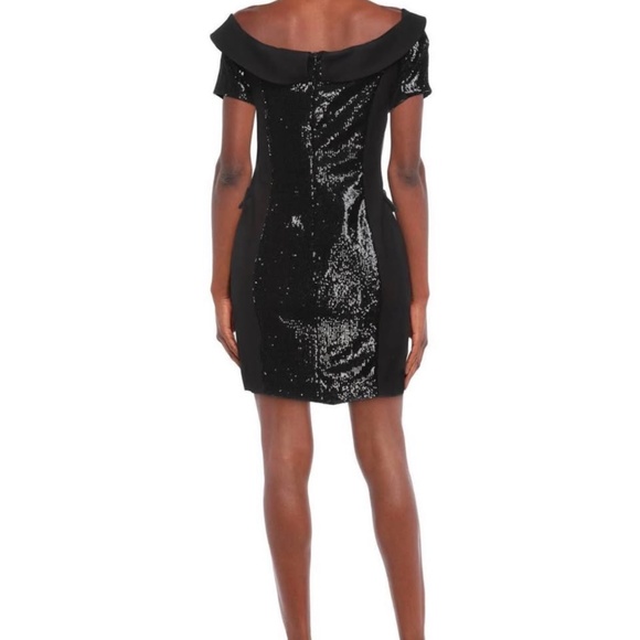 NEW KAOS Black Sequined Dress Made in ITALY Size 6 - Picture 2 of 4